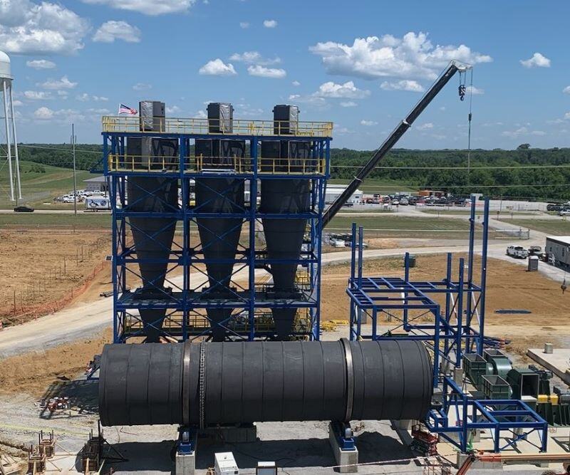 IAC OEM Rotary Biomass Dryers and Dust Collection Cyclones being installed on job site