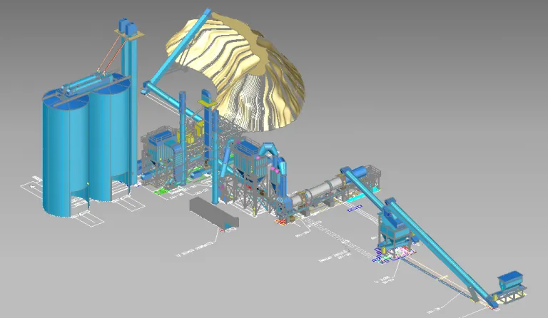 Industrial drying systems with storage for frac sand 3D drawing