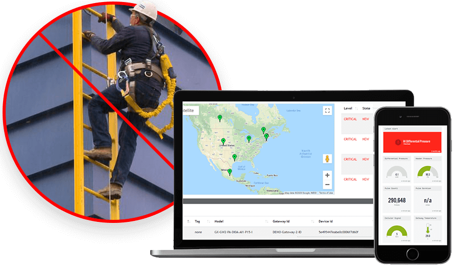 Remote monitoring of dust collectors without climbing ladders