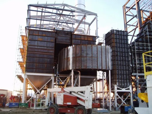 Installation of ventilation ductwork leading from M-Pulse baghouse dust collector to ethanol processing plant.