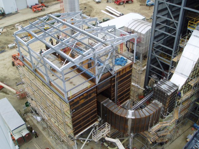Aerial view of M-Pulse baghouse dust collector job site construction.